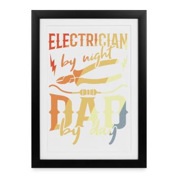 Electrician Papa - Framed poster (27 × 37 cm) - black - Front