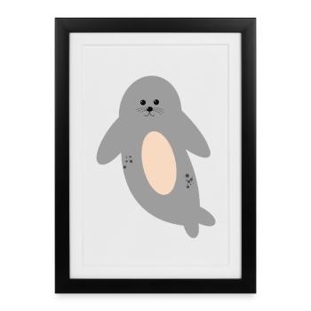 Phoque doux - Affiche encadrée (27 × 37 cm) - noir - Devant