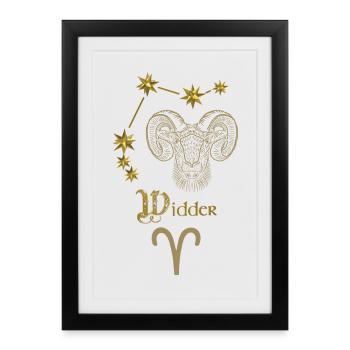 Astrological zodiac sign Aries - Gold - Framed poster (27 × 37 cm) - black - Front