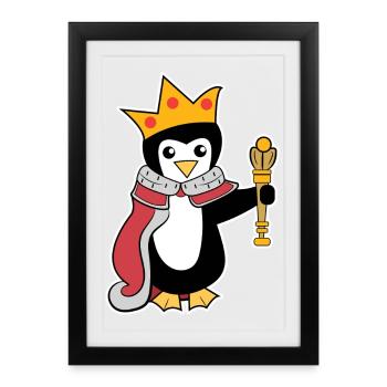 Cool Seabird Penguin Bird Sea Animal - Affiche encadrée (27 × 37 cm) - noir - Devant