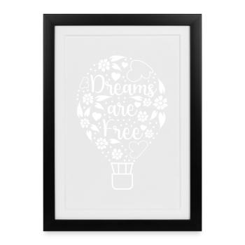 Les rêves sont libres blancs - Affiche encadrée (27 × 37 cm) - noir - Devant