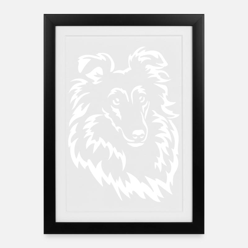 Sheltie Kopf "Black Edition" - Gerahmtes Poster (27 × 37 cm) - Schwarz