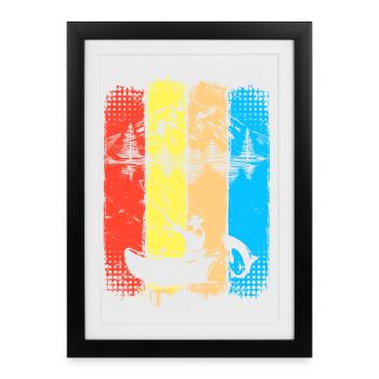 Poisson - Brochet - Pêche rétro - Pêche vintage - Affiche encadrée (27 × 37 cm) - noir - Devant