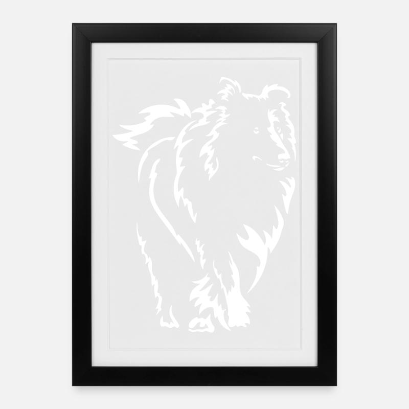 Collie "Black Edition" - Gerahmtes Poster (27 × 37 cm) - Schwarz