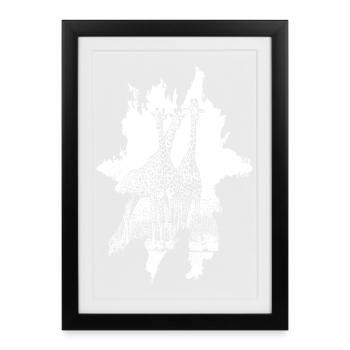 Les girafes de la savane - Affiche encadrée (27 × 37 cm) - noir - Devant