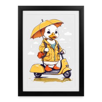 Duck with Roller - Framed poster (27 × 37 cm) - black - Front