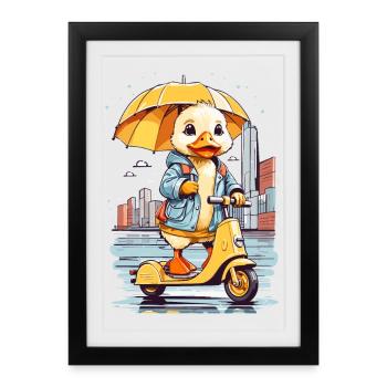 Duck with Roller - Framed poster (27 × 37 cm) - black - Front