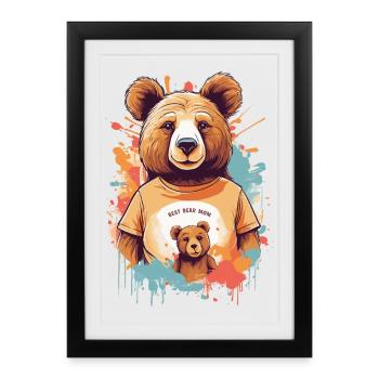 Meilleure maman ours - Affiche encadrée (27 × 37 cm) - noir - Devant