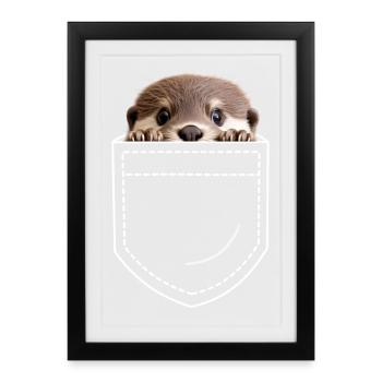 Loutre - Affiche encadrée (27 × 37 cm) - noir - Devant