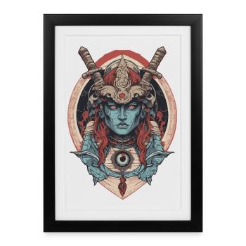 Dieu samouraï - Affiche encadrée (27 × 37 cm) - noir - Devant