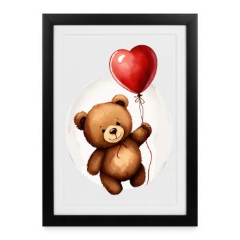 Bear with balloon - Framed poster (27 × 37 cm) - black - Front