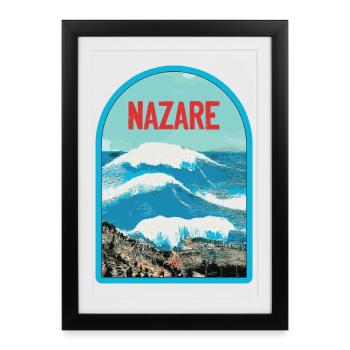 Nazaré in Portugal: Surfers & Big Waves - Framed poster (27 × 37 cm) - black - Front