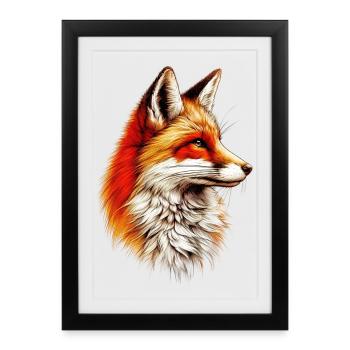 Fox - Framed poster (27 × 37 cm) - black - Front