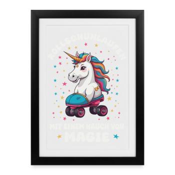 Licorne Roller Skating - Affiche encadrée (27 × 37 cm) - noir - Devant