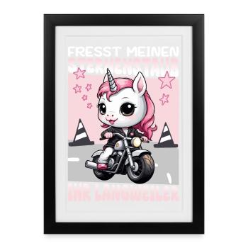 Unicorn on motorcycle - Framed poster (27 × 37 cm) - black - Front