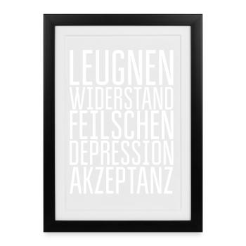 Fünf Phasen der Trauer - Gerahmtes Poster (27 × 37 cm) - Schwarz - Vorne