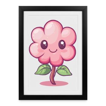 Fleur joyeuse - Affiche encadrée (27 × 37 cm) - noir - Devant
