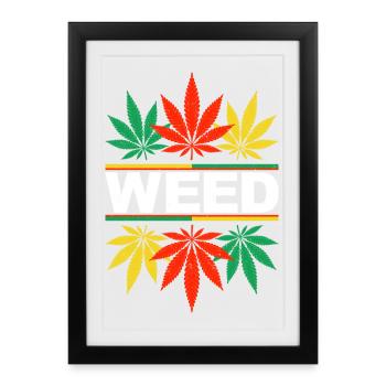 Vibrant Cannabis Leaf Pattern Design - Framed poster (27 × 37 cm) - black - Front