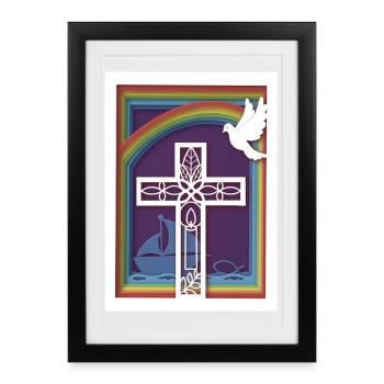 Cut Out Kreuz - Gerahmtes Poster (27 × 37 cm) - Schwarz - Vorne