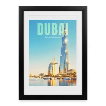 Horizon de Dubaï – Métropole du désert - Affiche encadrée (27 × 37 cm) - noir - Devant