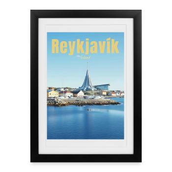 Reykjavík - Affiche encadrée (27 × 37 cm) - noir - Devant