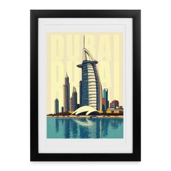 Horizon de Dubaï – Burj Khalifa et la ville moderne du désert - Affiche encadrée (27 × 37 cm) - noir - Devant