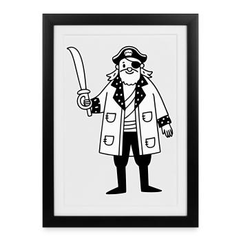 Pirat - Gerahmtes Poster (27 × 37 cm) - Schwarz - Vorne
