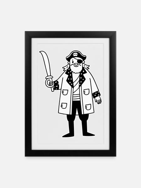 Pirat - Gerahmtes Poster (27 × 37 cm) - Schwarz