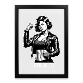 Strong Woman Strength Rockabilly Leather Jacket Gift - Framed poster (27 × 37 cm) - black - Front