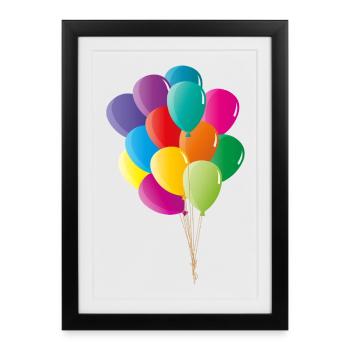 Cheerful colorful balloons in bold colors - Framed poster (27 × 37 cm) - black - Front