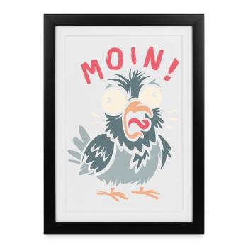 HELLO! Funny Dove Comic Design Shirt - Framed poster (27 × 37 cm) - black - Front