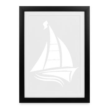 voilier voilier sailor silhouette minimaliste - Affiche encadrée (27 × 37 cm) - noir - Devant