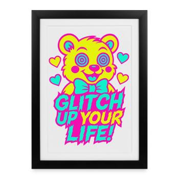 Glitch Up your Life! Motif 2 - Affiche encadrée (27 × 37 cm) - noir - Devant