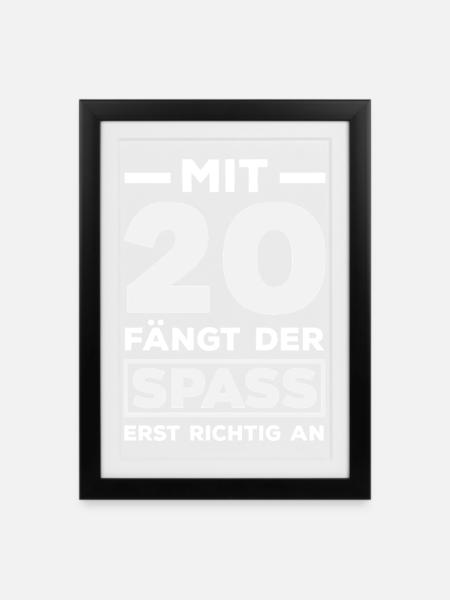 Lustiges Geschenk Zum 20. Geburtstag - Gerahmtes Poster (27 × 37 cm) - Schwarz