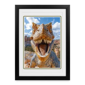 Dino Dinosaur Dinosaur - Framed poster (27 × 37 cm) - black - Front