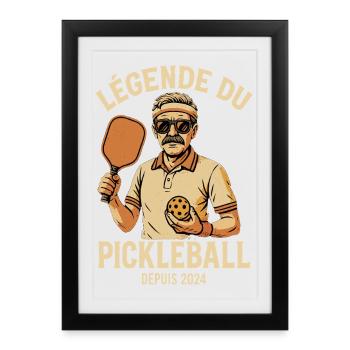 Légende du Pickleball – Humour Sport Vintage - Affiche encadrée (27 × 37 cm) - noir - Devant