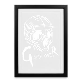 Game Over en blanc - Affiche encadrée (27 × 37 cm) - noir - Devant