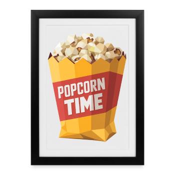 Popcorn-Tüte - Cooles Low Poly Logo - Gerahmtes Poster (27 × 37 cm) - Schwarz - Vorne