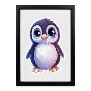 Pinguin - Gerahmtes Poster (27 × 37 cm) - Schwarz - Vorne