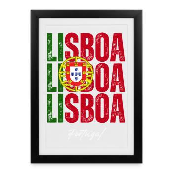Lisbonne, Portugal, souvenir de Lisbonne - Affiche encadrée (27 × 37 cm) - noir - Devant
