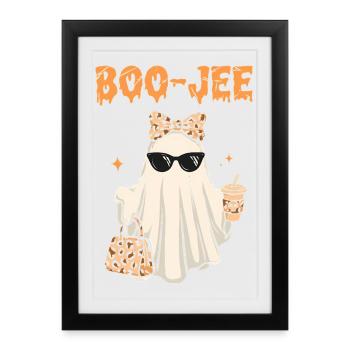 Pink Ghost Halloween Mignon Cadeau pour enfants - Affiche encadrée (27 × 37 cm) - noir - Devant