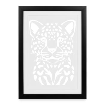 T-shirt léopard idée cadeau - Affiche encadrée (27 × 37 cm) - noir - Devant