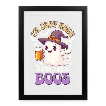 Halloween, je suis juste là pour les huées de la bière fantôme - Affiche encadrée (27 × 37 cm) - noir - Devant