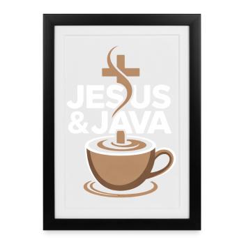 Inspiration and coffee with Jesus & Java - Framed poster (27 × 37 cm) - black - Front