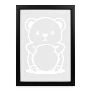 Bär Bärchen T-shirt Geschenk - Gerahmtes Poster (27 × 37 cm) - Schwarz - Vorne