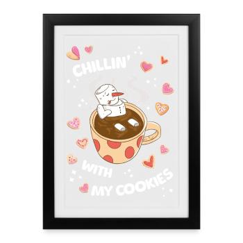 Chillin'with my Cookies - Christmas with family - Framed poster (27 × 37 cm) - black - Front