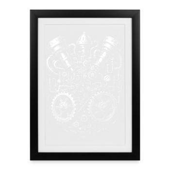 Steampunk Coeur Engrenage - Affiche encadrée (27 × 37 cm) - noir - Devant