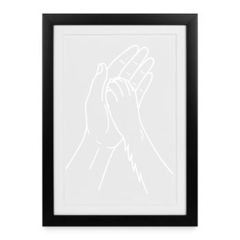 Hand with paw, dog, dog paw, owner, master - Framed poster (27 × 37 cm) - black - Front