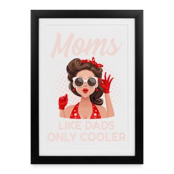 Motif rétro vintage de Cool Mom des années 50 à 60 - Affiche encadrée (27 × 37 cm) - noir - Devant