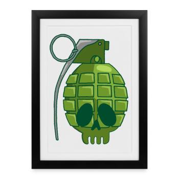 Crâne de grenade - Affiche encadrée (27 × 37 cm) - noir - Devant